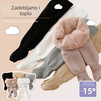 Dječje zimske debeli čarape-leggings od poliestera, dišuće, za 1–3 godine, prugasti ili jednobojni uzorak