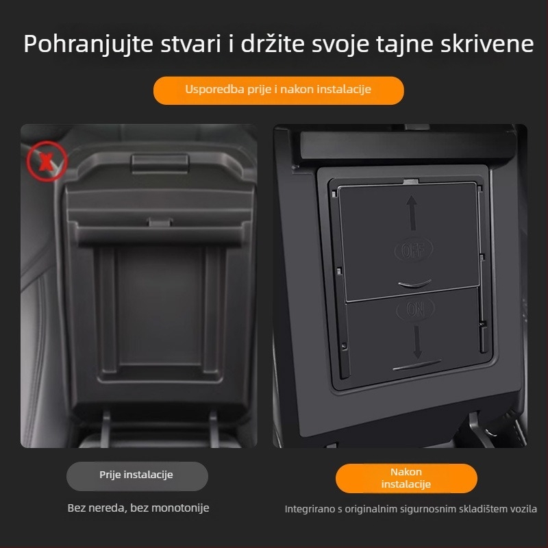 Kutija za pohranu u središnjem naslonjaču zaTesla Model 3/Y, plastika, model F356, težina 0,1 kg