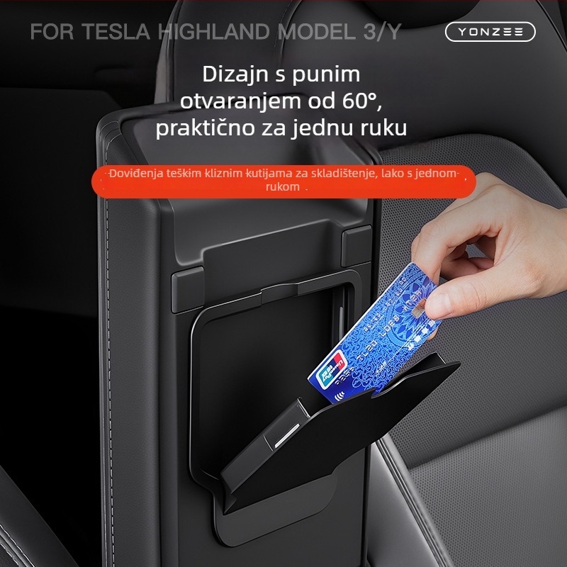 Kutija za pohranu u središnjoj konzoli za Tesla Model 3/Y – plastični unutarnji organizator, kompatibilan s Model 3/Y, montaža bez oštećenja
