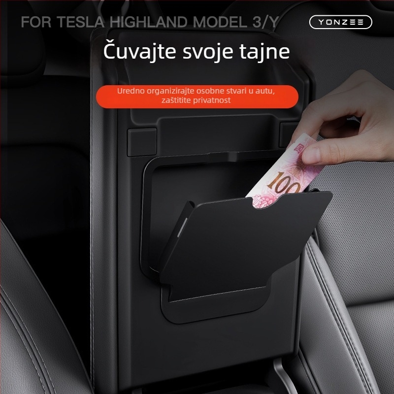 Kutija za pohranu u središnjoj konzoli za Tesla Model 3/Y – plastični unutarnji organizator, kompatibilan s Model 3/Y, montaža bez oštećenja
