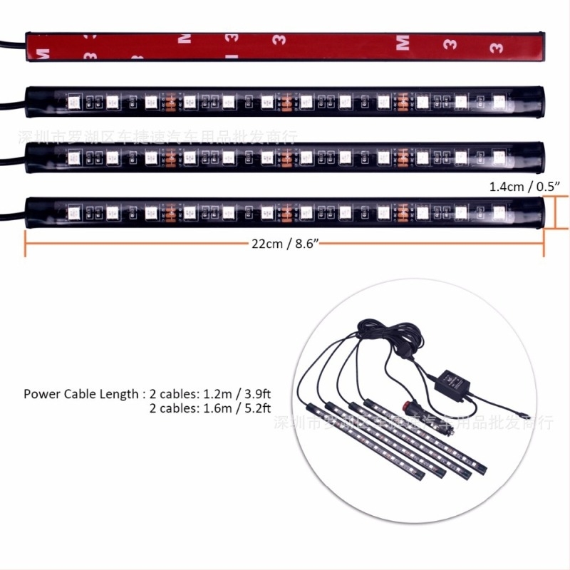 Automobilska LED atmosfera rasvjeta - 12 LED, glasovno upravljanje, 12V, 6W, 5050-LED