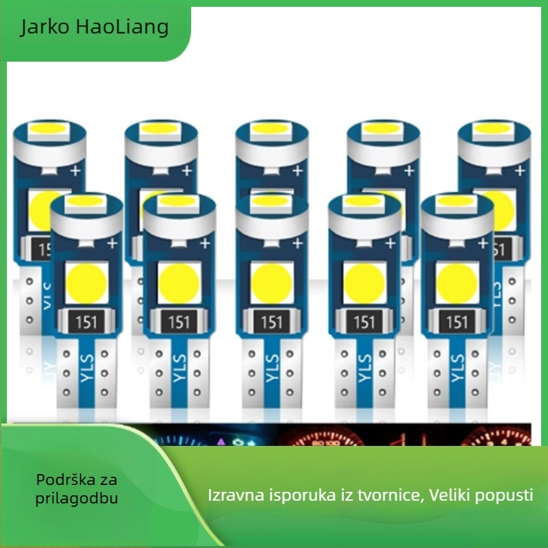 LED svjetlo za automobilsku ploču T5 3030, 3 LED, 12V, 0,5W, 20lm, 30.000h