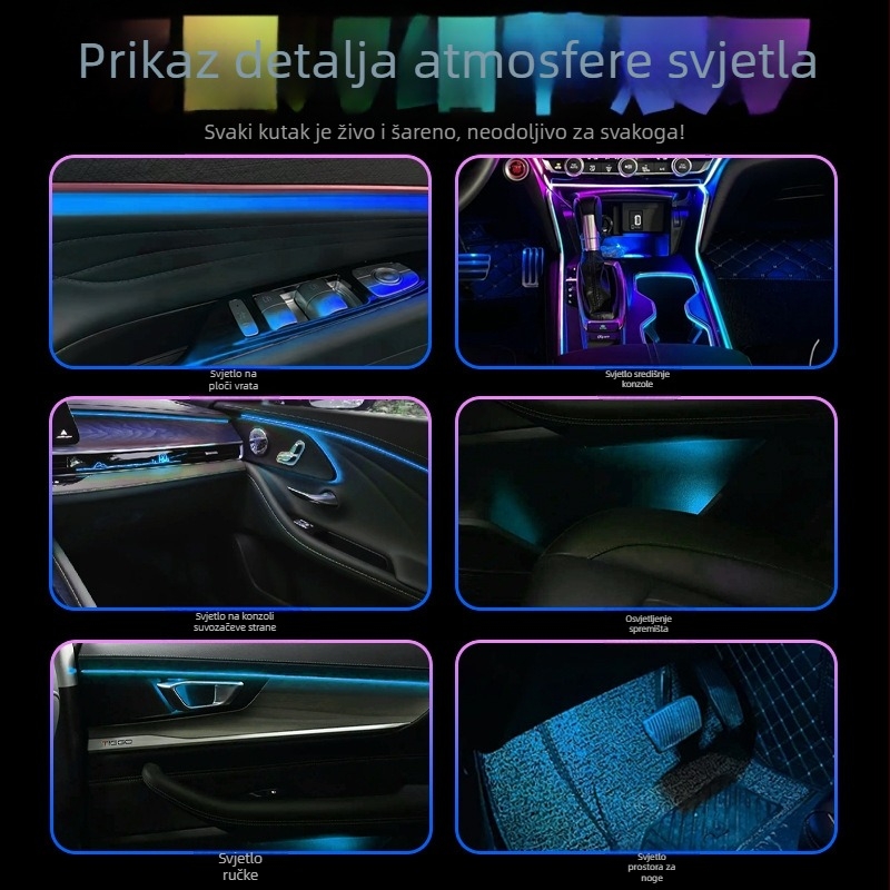 Unutarnje atmosfersko osvjetljenje automobila, FWD18LED-C, Akril, 12V, 5W, Ugradnja, Univerzalna kompatibilnost
