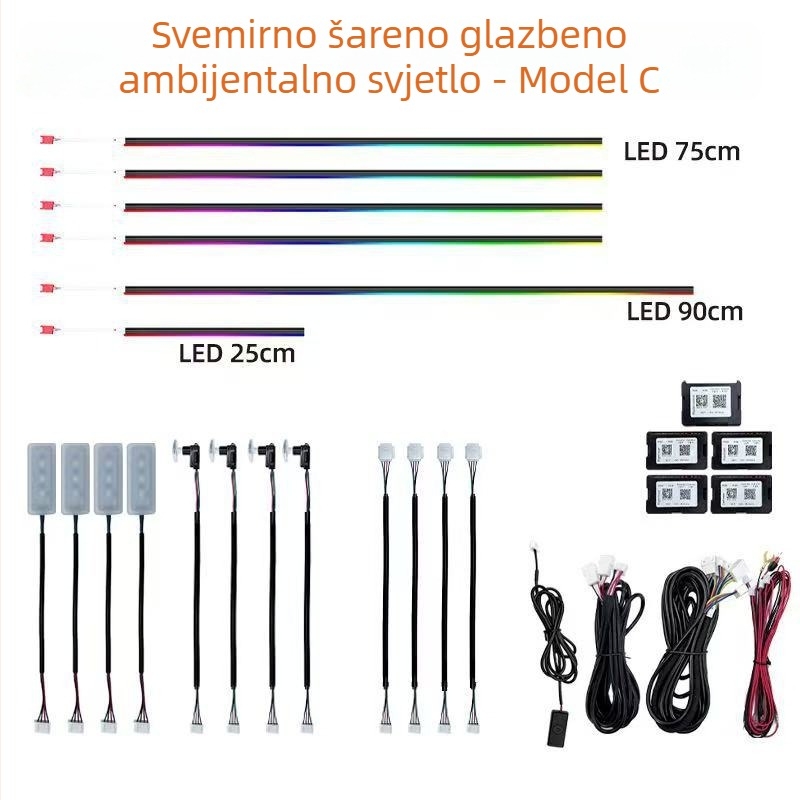 Unutarnje atmosfersko osvjetljenje automobila, FWD18LED-C, Akril, 12V, 5W, Ugradnja, Univerzalna kompatibilnost