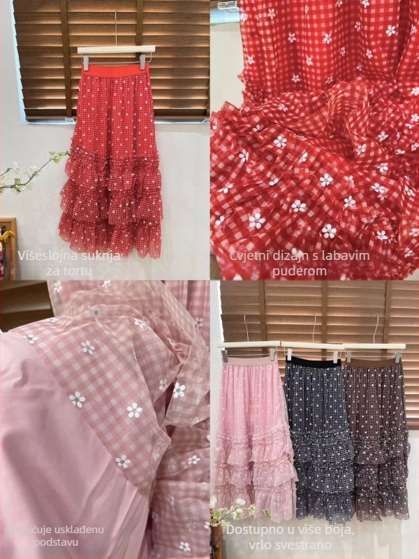 Suknja s visokim strukom, srednja duljina, poliester-elastin smjesa, mikroelastičnost, retro stil