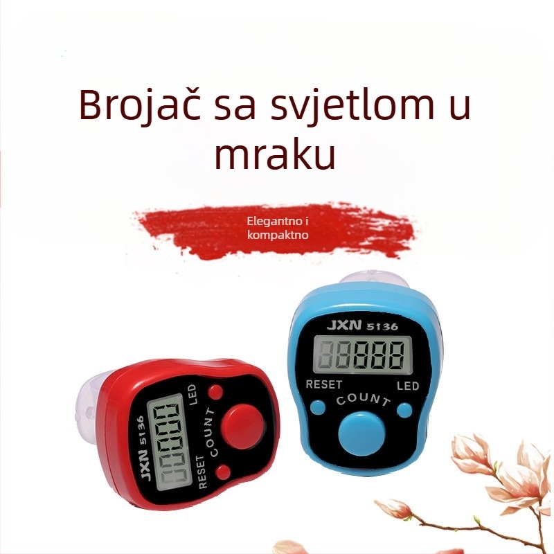 LED noćni svjetleći prsten s elektroničkim brojačem, model 1040, brojanje do 99999, 1,5V, pogodno za budističke molitve, brojanje ljudi, skladište i luka