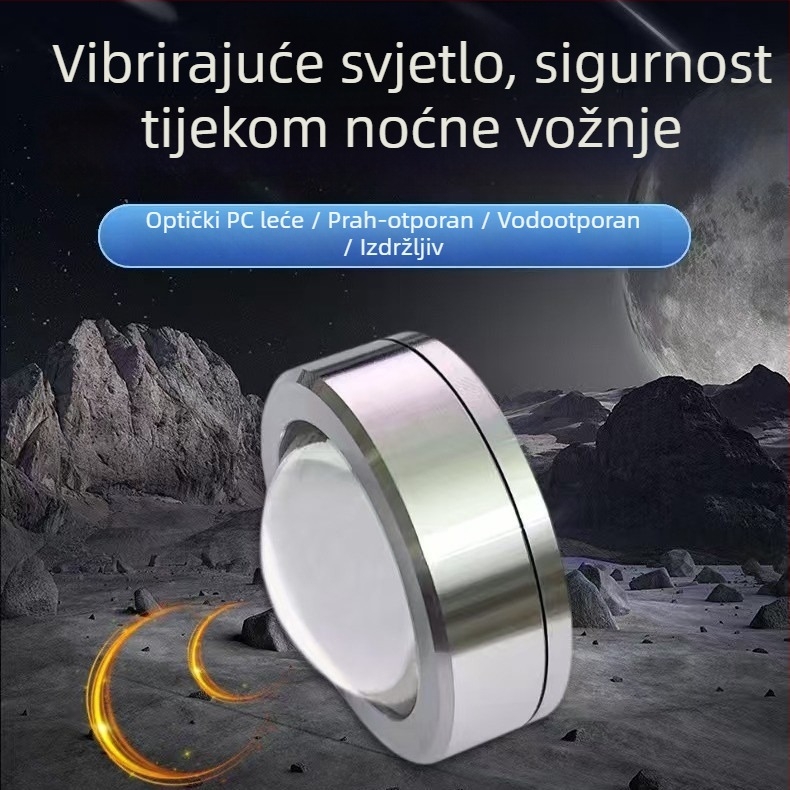 Upozoravajuće svjetlo s treperavim blinkom za motocikle i električna vozila — ljepljiva montaža, bez žica, senzor vibracija, aluminij, 12V, 3W, 0,35A, kružno 5-LED strob
