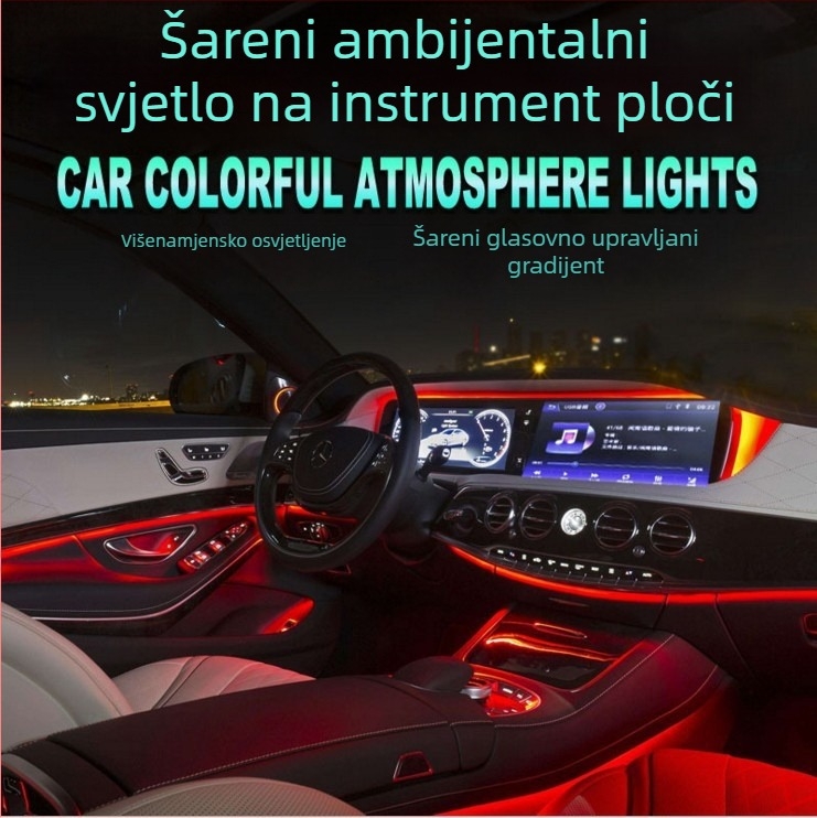 Automobilska LED rasvjeta za instrument ploču s vodljivim svjetlom za atmosferu, upravljanje aplikacijom, 12V, 5W, IP43, 2000 lm