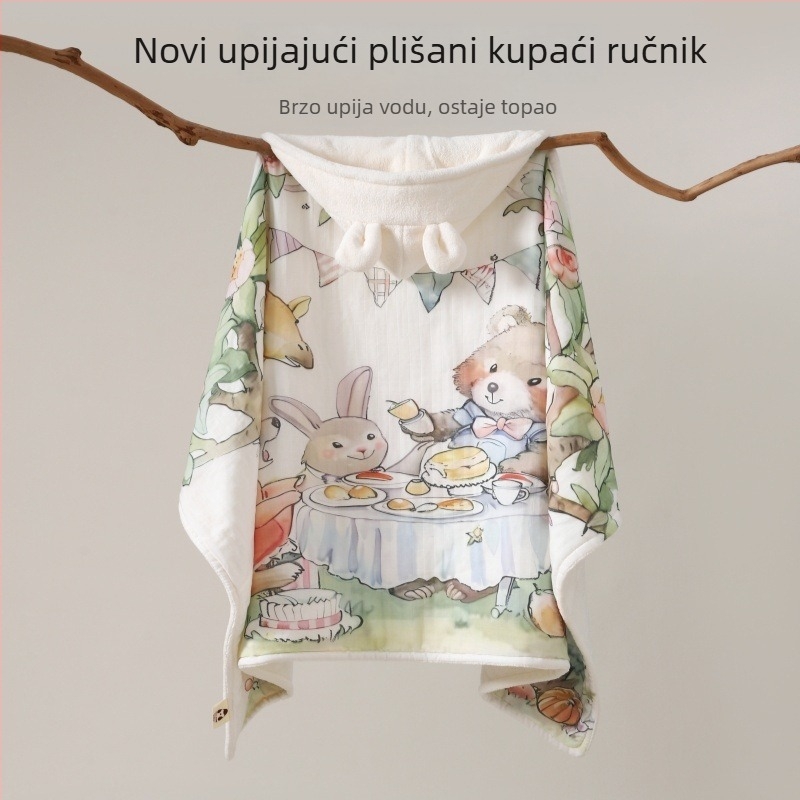 Dječji ručnik za kupanje s kapuljačom – pamuk, karikatura uzorak, težina 500 g i više, marka Yipin