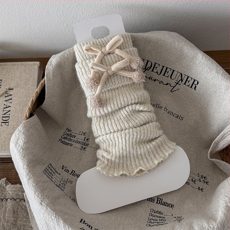 Dječje čarape za djevojčice, jacquard pletena, od poliestera, debeli za jesen i zimu
