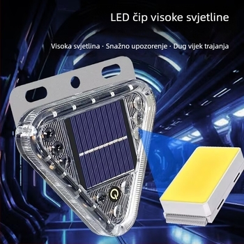 Solarna LED upozoravajuća svjetiljka za vozila s magnetskim držačem — bljeskalno LED svjetlo za automobile, kamione i motocikle