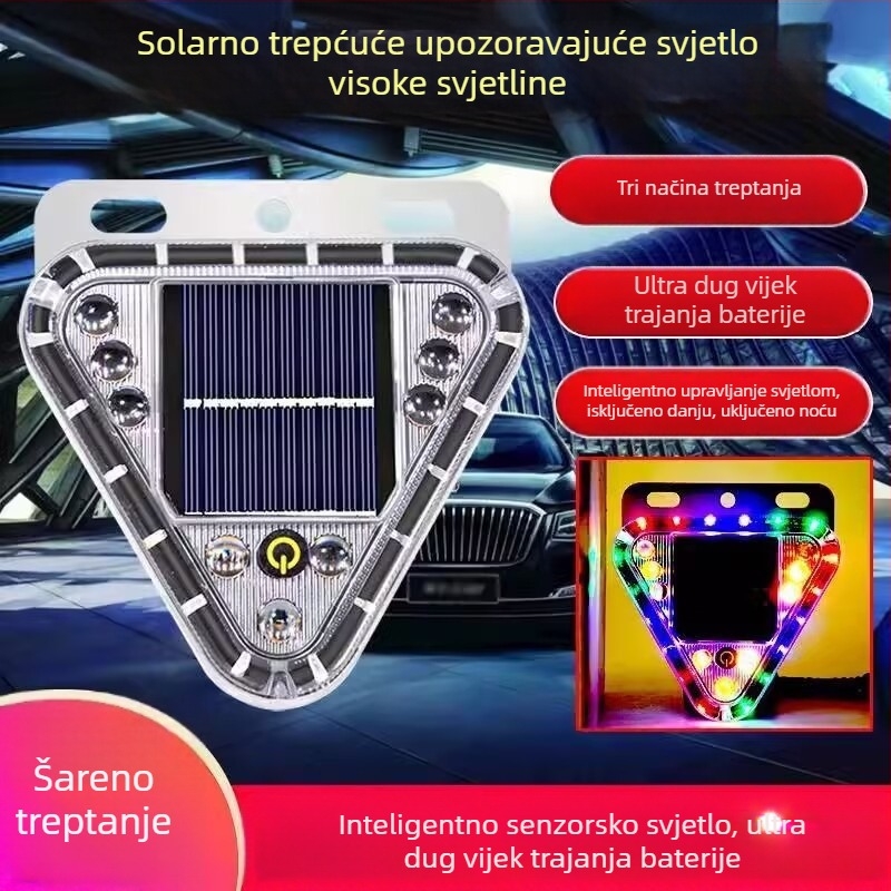 Solarna LED upozoravajuća svjetiljka za vozila s magnetskim držačem — bljeskalno LED svjetlo za automobile, kamione i motocikle