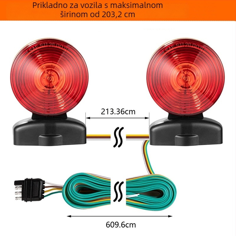 Komplet stražnjih svjetala za vuču s magnetskim svjetlima, model 101506W, 50W, 12V, pogodan za prikolice, RV i kamione