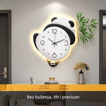 Panda crtani zidni sat - Napajanje baterijom, jednostrani brojčanik, materijal brojčanika: gustoća ploče + akril, moguć tisak logotipa