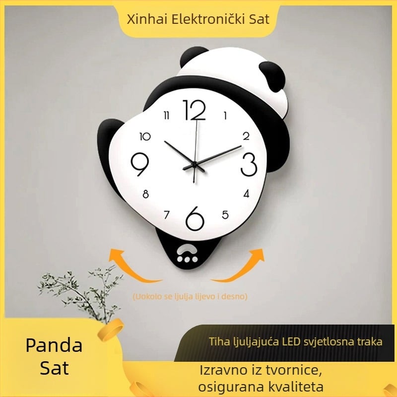 Panda crtani zidni sat - Napajanje baterijom, jednostrani brojčanik, materijal brojčanika: gustoća ploče + akril, moguć tisak logotipa
