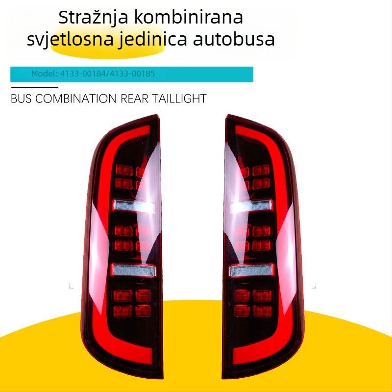 Autobusno stražnje svjetlo Jiuqiang, model 00184-00185; kompatibilno s Yutong autobusom; materijal: plastika; broj dijela 00184-00185