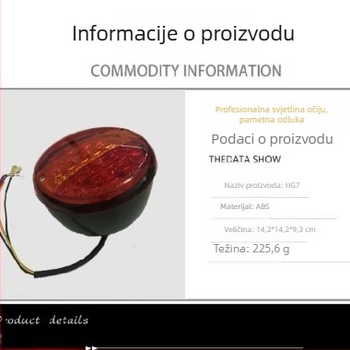 Kamionsko LED stražnje svjetlo - Model HG-7, struja 0,2 A, PMMA/ABS, kompatibilno s kamionima