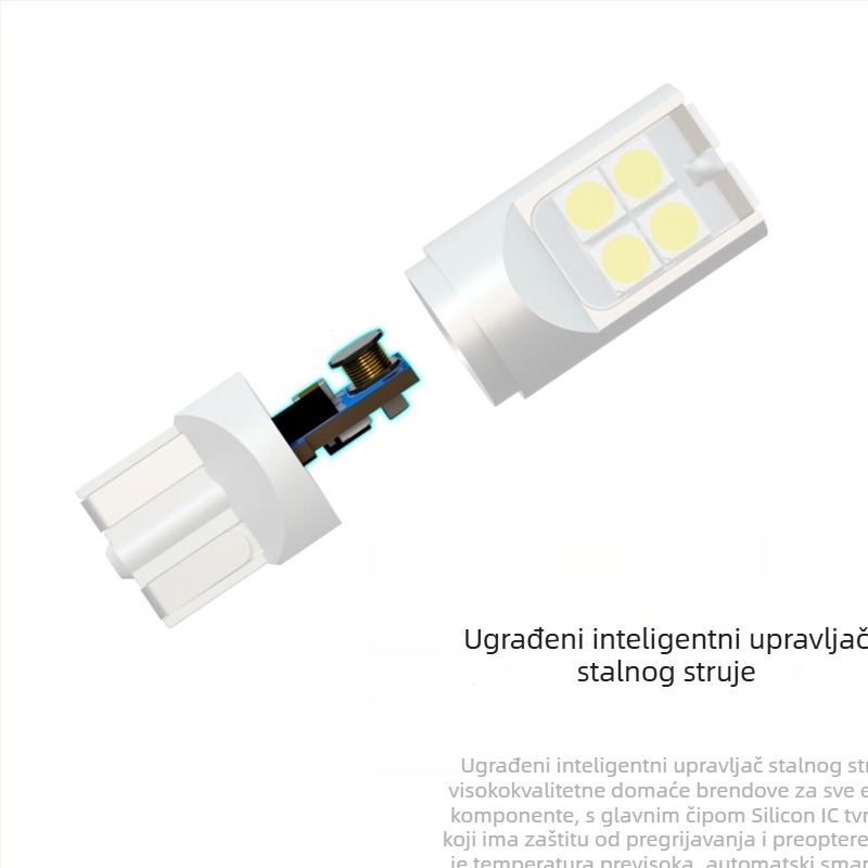 LED unutarnja lampica za čitanje u autu, model T10-10W-3030, 3W, 10-28V, 400 lm, 6000-6500K