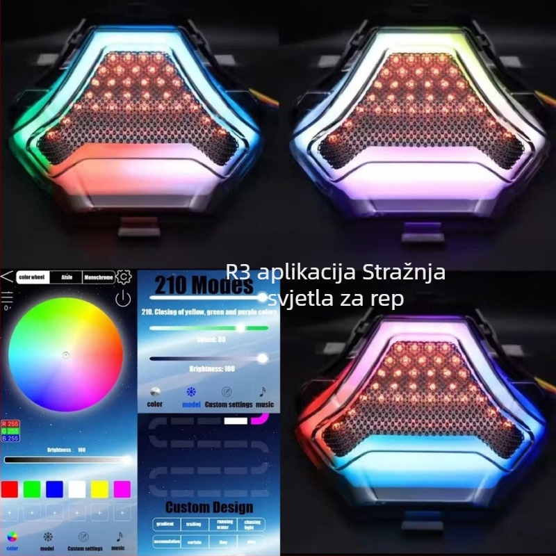 Motociklističko stražnje LED svjetlo Yamaha R3/R25 MT-03/MT-07 — 12V, 1.6W, ABS/metal, model Xjx-wd001