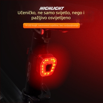 Zadnje svjetlo za bicikl USB – noćna vožnja, sigurnosno upozorenje, kompatibilno s brdskim biciklima, marka Shenyu