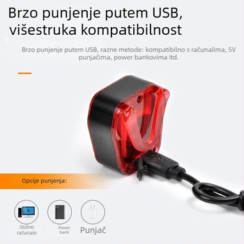 Zadnje svjetlo za bicikl USB – noćna vožnja, sigurnosno upozorenje, kompatibilno s brdskim biciklima, marka Shenyu