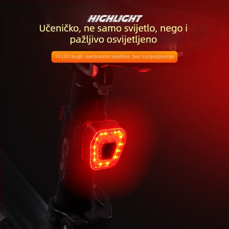 Zadnje svjetlo za bicikl USB – noćna vožnja, sigurnosno upozorenje, kompatibilno s brdskim biciklima, marka Shenyu
