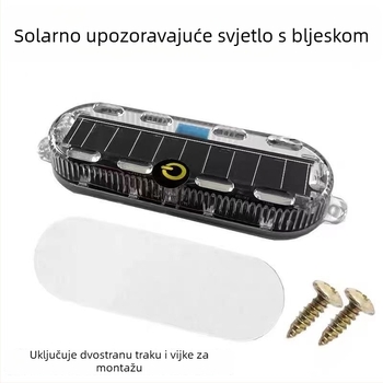LED stražnja svjetla za motocikle i električna vozila, solarno napajanje, malo ovalno solarno strob svjetlo, 5W, 3.2V