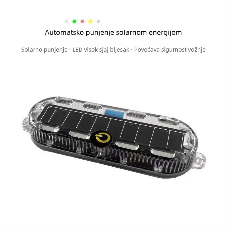 LED stražnja svjetla za motocikle i električna vozila, solarno napajanje, malo ovalno solarno strob svjetlo, 5W, 3.2V