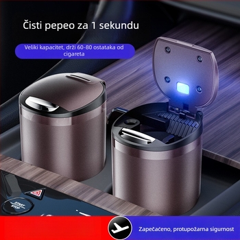 Auto pepeljak s poklopcem na jedan klik, osvijetljen, protiv prolijevanja, pogodan za auto, dom ili ured, model T03
