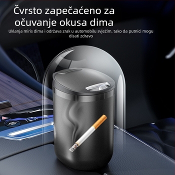 Auto pepeljak s poklopcem na jedan klik, osvijetljen, protiv prolijevanja, pogodan za auto, dom ili ured, model T03