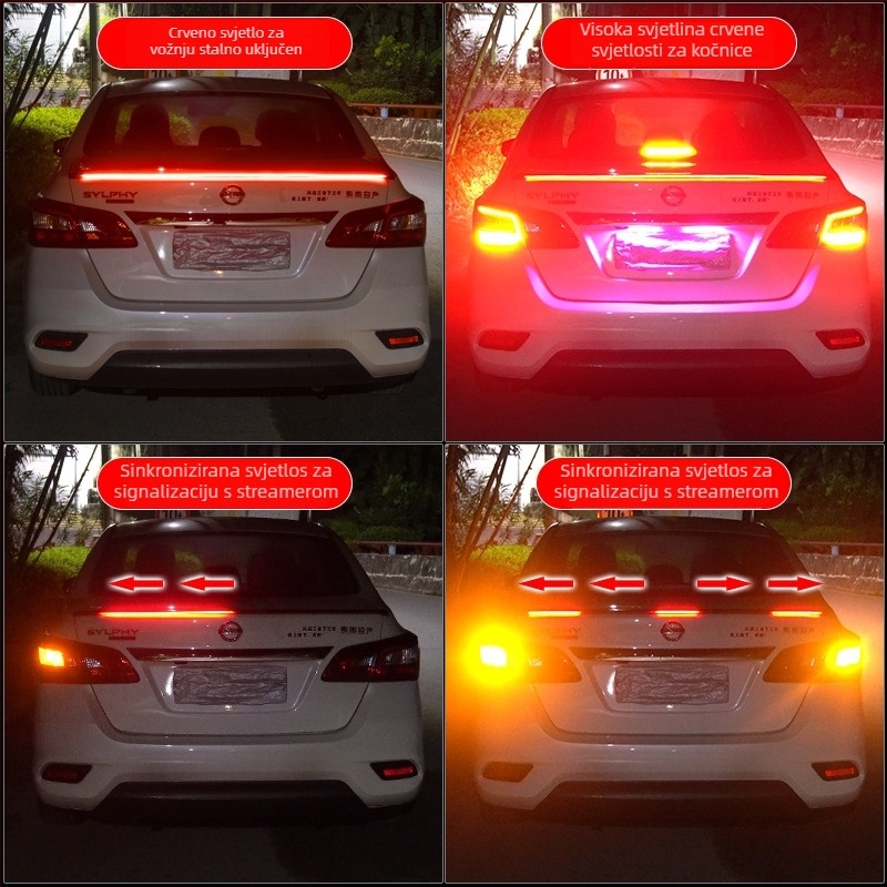 Automobilska stražnja svjetla s karbonskim stražnjim krilom — LED, 12V, 6W, 500 lm, trajanje 30 000 h