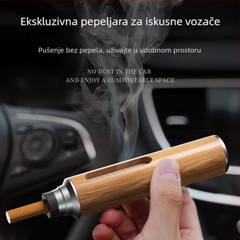 Auto pepeljar — drveni, graviran, dvostruka upotreba za auto i dom, 55 g