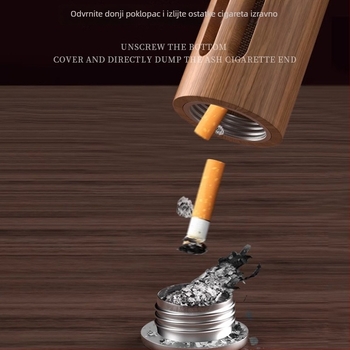 Auto pepeljar — drveni, graviran, dvostruka upotreba za auto i dom, 55 g