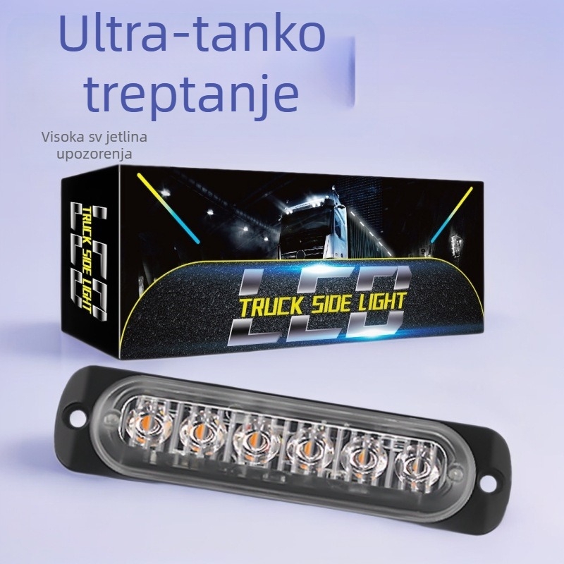 Ultra-tanki 6LED svjetlo za upozorenja za motocikle i pickup vozila, 12-24V, aluminijska kućišta, 18W, vijek trajanja 50 000 h