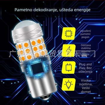 LED dekodirajuća auto signalna svjetiljka, 18W, 12-24V, kompatibilno s 1156 / PY21W / BAU15S / 7440 / 3156