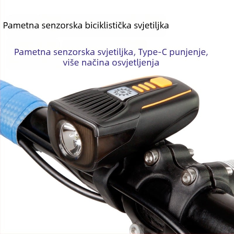 Prednje svjetlo za bicikl za planinske i cestovne bicikle – mini, kompaktno, visoke svjetline, dugotrajno, pametni senzor svjetla; noćna vožnja biciklom na cestama; stražnje svjetlo za bicikl s kočnicom; stražnje svjetlo za cestovni bicikl