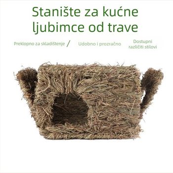 Agacy ručno pleteni kućica za kućne ljubimce od hibiskus trave, sklopiva, za hamster — ljetna upotreba