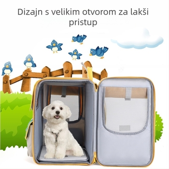 Prozračna torba za kućne ljubimce za mačke i pse, Oxford materijal, prugasti uzorak, veliki kapacitet do 7,5 kg