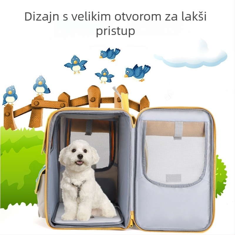 Prozračna torba za kućne ljubimce za mačke i pse, Oxford materijal, prugasti uzorak, veliki kapacitet do 7,5 kg