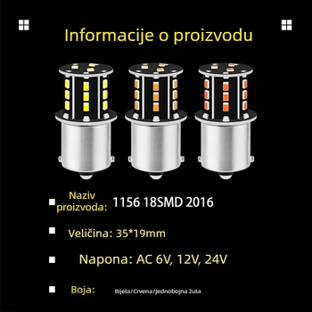 LED auto pokazivač smjera 1156/1157 (2016), 18 LED, 1.8W, 6/12/24V, 50 000 h