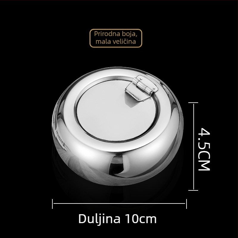 Nehrđajući čelični pepelnik u obliku bubnja, europskog stila, otporan na vjetar s poklopcem, za automobil, ispis logotipa, prilagodba