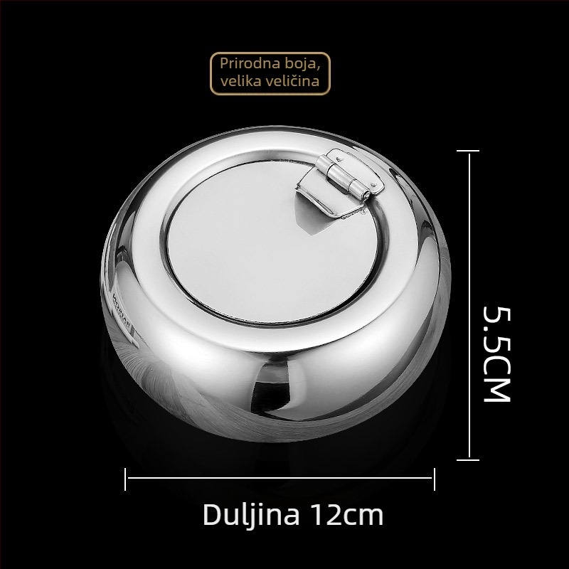 Nehrđajući čelični pepelnik u obliku bubnja, europskog stila, otporan na vjetar s poklopcem, za automobil, ispis logotipa, prilagodba