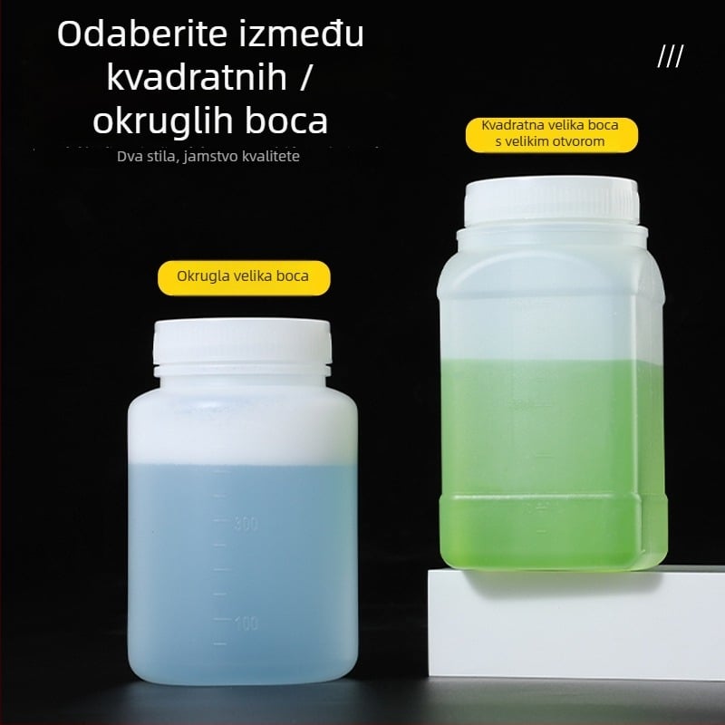PE plastična boca širokog otvora, unutarnjim kapom i vanjskim poklopom za uzorke