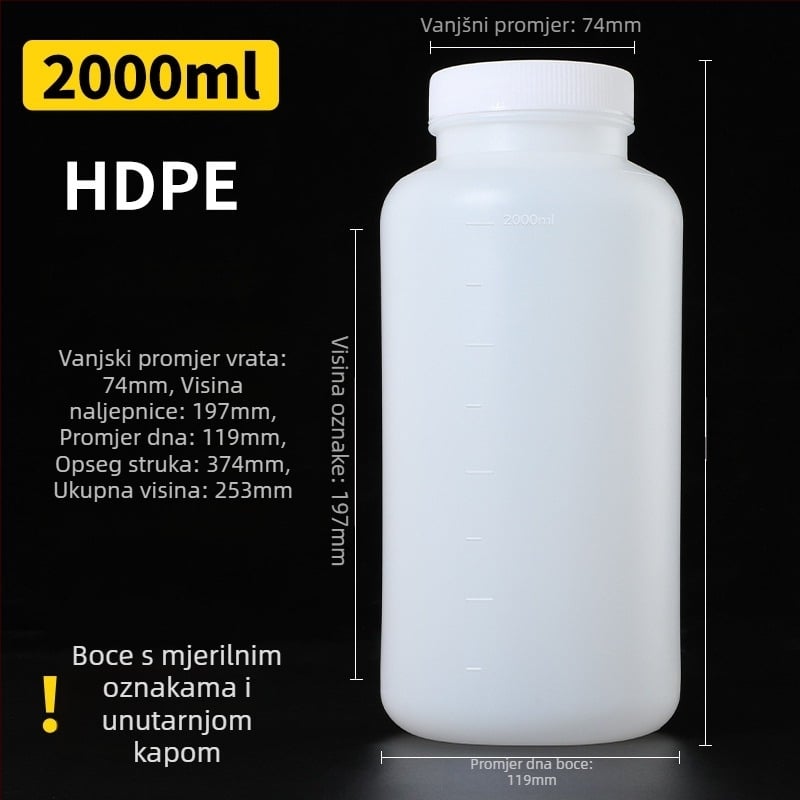 PE plastična boca širokog otvora, unutarnjim kapom i vanjskim poklopom za uzorke