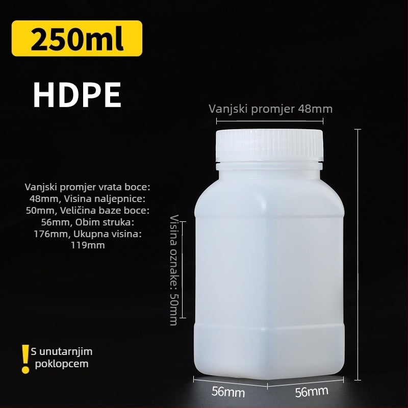 PE plastična boca širokog otvora, unutarnjim kapom i vanjskim poklopom za uzorke