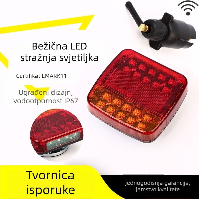 Bežično LED stražnje svjetlo za trailer, 12–24V, 3.7W, vodootporno, vijek trajanja 10000 h