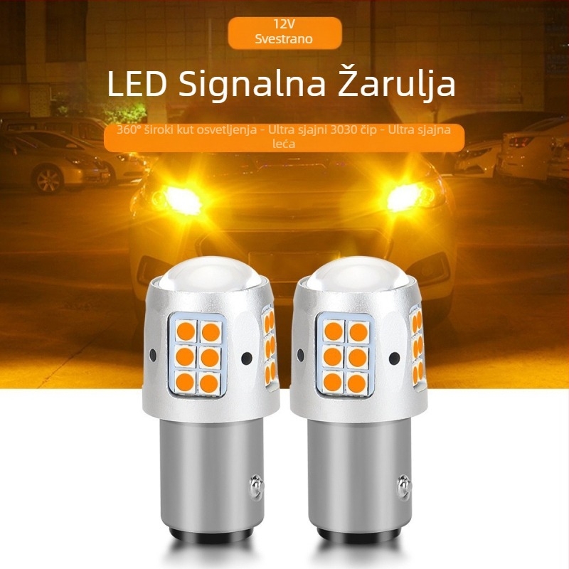 Auto LED signalno svjetlo za skretanje, kompatibilno s T20/1156/3030/24SMD/1157, 5W, 12V, univerzalna kompatibilnost