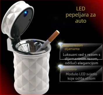 Auto pepeljara s poklopcem, personalizirana i kreativna višefunkcionalna unutarnja doprema za auto i dom (Materijal: plastika; Težina: 0.2 kg; Dvojna upotreba: auto i dom; Proizvodni postupak: taljenje; Klasa: 1)