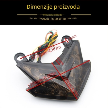 LED stražnje svjetlo za motocikl s integriranim pokazivačima smjera, 12V, 5W, ABS plast, Kawasaki Z800 (2013–2015) i ZX6R/Z125 kompatibilno