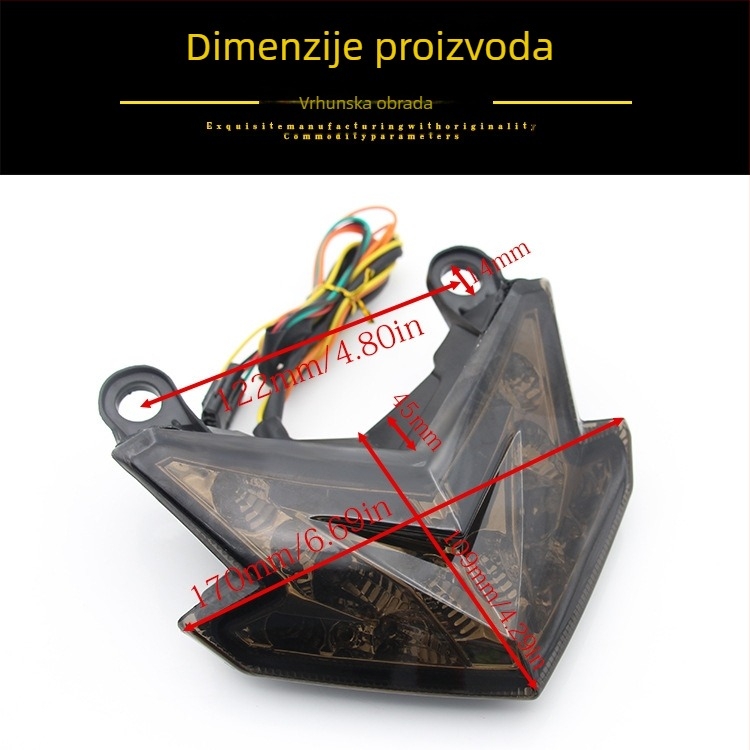 LED stražnje svjetlo za motocikl s integriranim pokazivačima smjera, 12V, 5W, ABS plast, Kawasaki Z800 (2013–2015) i ZX6R/Z125 kompatibilno